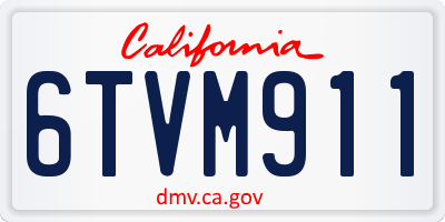 CA license plate 6TVM911