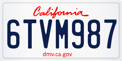 CA license plate 6TVM987