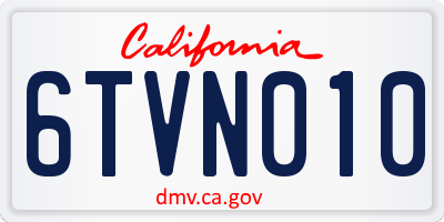 CA license plate 6TVN010