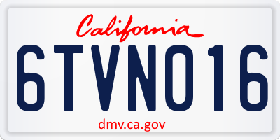 CA license plate 6TVN016
