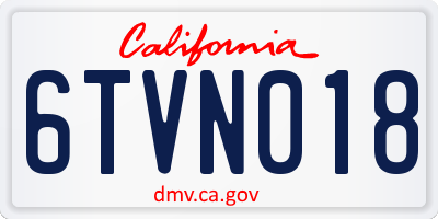 CA license plate 6TVN018