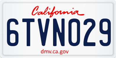 CA license plate 6TVN029