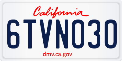 CA license plate 6TVN030