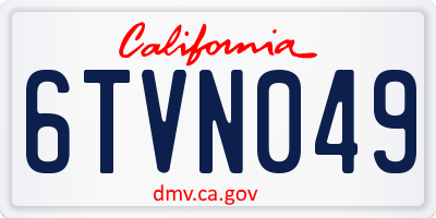 CA license plate 6TVN049