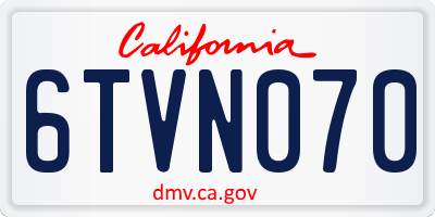 CA license plate 6TVN070