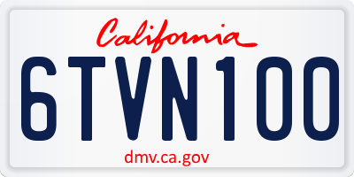 CA license plate 6TVN100