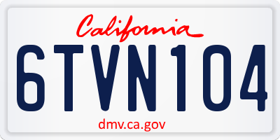 CA license plate 6TVN104