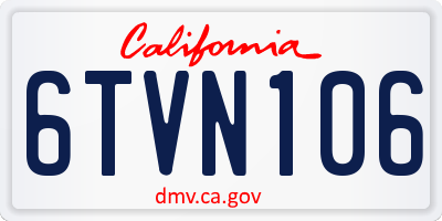 CA license plate 6TVN106