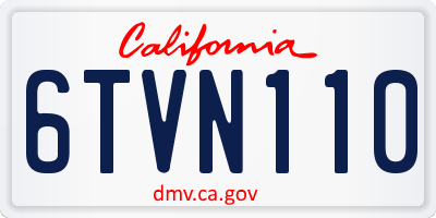 CA license plate 6TVN110