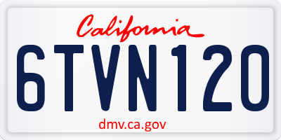 CA license plate 6TVN120