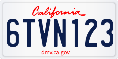 CA license plate 6TVN123