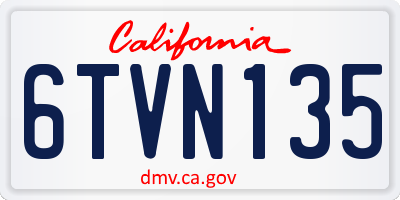 CA license plate 6TVN135