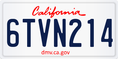 CA license plate 6TVN214