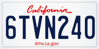 CA license plate 6TVN240