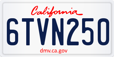 CA license plate 6TVN250