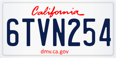 CA license plate 6TVN254