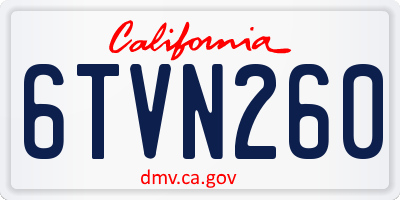 CA license plate 6TVN260