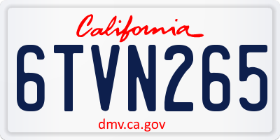 CA license plate 6TVN265