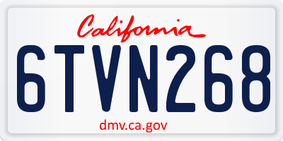 CA license plate 6TVN268
