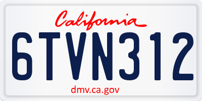 CA license plate 6TVN312
