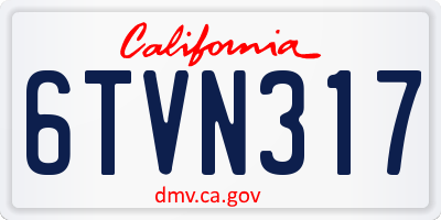 CA license plate 6TVN317