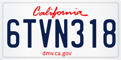 CA license plate 6TVN318