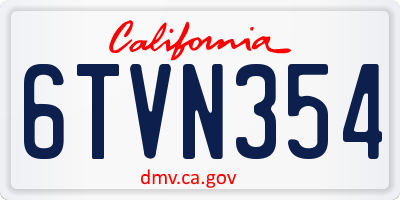 CA license plate 6TVN354