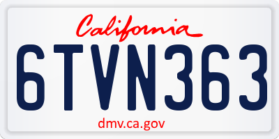 CA license plate 6TVN363