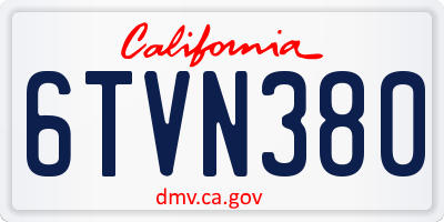 CA license plate 6TVN380