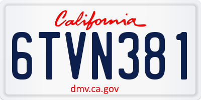 CA license plate 6TVN381