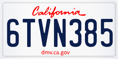 CA license plate 6TVN385