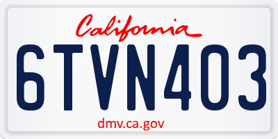 CA license plate 6TVN403
