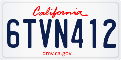 CA license plate 6TVN412