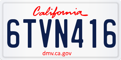 CA license plate 6TVN416