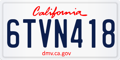 CA license plate 6TVN418