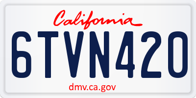 CA license plate 6TVN420