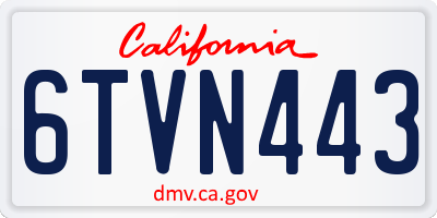 CA license plate 6TVN443