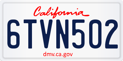 CA license plate 6TVN502
