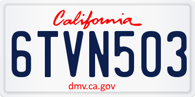 CA license plate 6TVN503