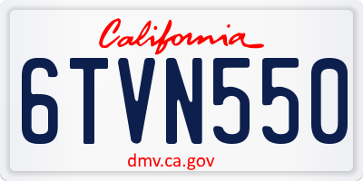 CA license plate 6TVN550