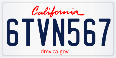 CA license plate 6TVN567