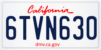 CA license plate 6TVN630