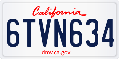 CA license plate 6TVN634