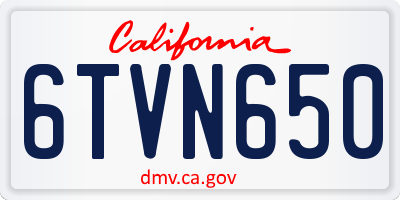 CA license plate 6TVN650