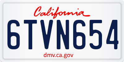 CA license plate 6TVN654