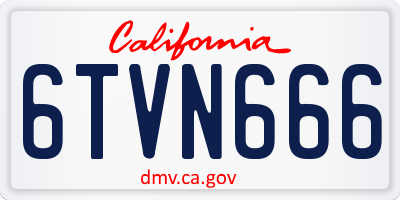 CA license plate 6TVN666