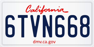 CA license plate 6TVN668