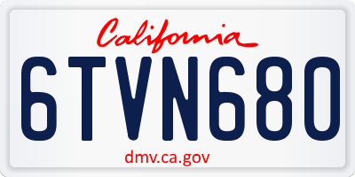 CA license plate 6TVN680