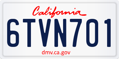 CA license plate 6TVN701