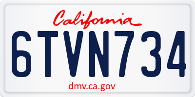 CA license plate 6TVN734
